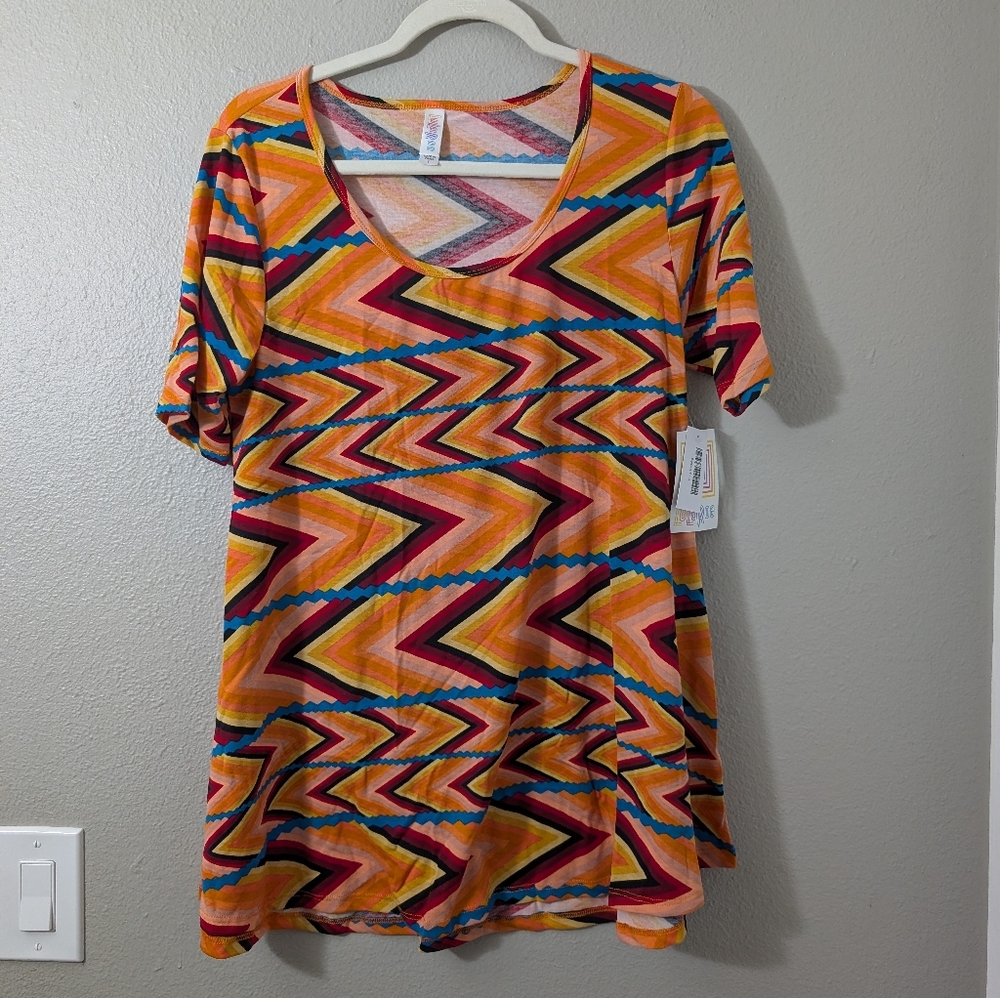 LuLaRoe Perfect Tee Colorful Chevron Mini Top